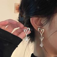 Fashion Heart Shape Alloy Plating Rhinestones Women's Earrings 1 Pair sku image 17