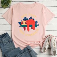 Nihaojewelry Cartoon Sloth English Print Casual Short Sleeve T-shirt Wholesale sku image 5