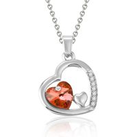 Fashion Jewelry Colorful Peach Heart Crystal Pendant Necklace Earrings Set sku image 1