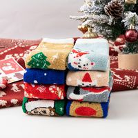 Women's Fashion Christmas Tree Santa Claus Coral Fleece Crew Socks 1 Set main image 4