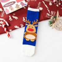 Women's Fashion Christmas Tree Santa Claus Coral Fleece Crew Socks 1 Set sku image 5