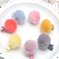 Fashion Solid Color Cloth Pom Poms Hair Clip 1 Piece main image 4