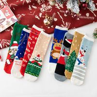 Women's Fashion Christmas Tree Santa Claus Coral Fleece Crew Socks 1 Set main image 1