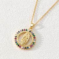 Fashion Moon Oval Copper Gold Plated Zircon Pendant Necklace 1 Piece sku image 15
