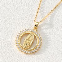 Fashion Moon Oval Copper Gold Plated Zircon Pendant Necklace 1 Piece sku image 14