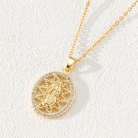 Fashion Moon Oval Copper Gold Plated Zircon Pendant Necklace 1 Piece sku image 11
