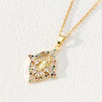 Fashion Moon Oval Copper Gold Plated Zircon Pendant Necklace 1 Piece sku image 16