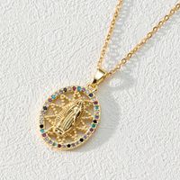 Fashion Moon Oval Copper Gold Plated Zircon Pendant Necklace 1 Piece sku image 12