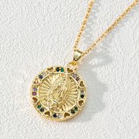 Fashion Moon Oval Copper Gold Plated Zircon Pendant Necklace 1 Piece sku image 4