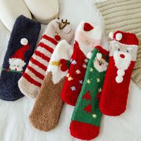 Women's Cute Santa Claus Christmas Socks Polyester Patchwork Crew Socks 1 Set main image 1