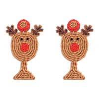 Cute Elk Seed Bead Christmas Women's Earrings 1 Pair sku image 1