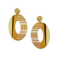 Ethnic Style Color Block Oval Wood Hollow Out Women's Drop Earrings 1 Pair main image 4