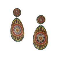 Ethnic Style Round Water Droplets Flower Wood Stoving Varnish Women's Drop Earrings 1 Pair main image 2