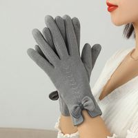 Women's Elegant Solid Color Bow Knot Cotton Flannel Gloves 1 Pair sku image 6