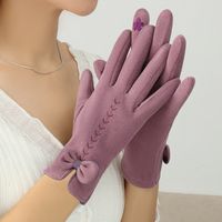 Women's Elegant Solid Color Bow Knot Cotton Flannel Gloves 1 Pair sku image 4