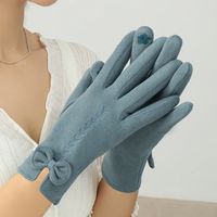 Women's Elegant Solid Color Bow Knot Cotton Flannel Gloves 1 Pair sku image 5