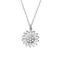 Titanium Steel Simple Style Fashion Plating Flowers Flower Zircon Necklace main image 2