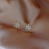 Fashion Snowflake Alloy Inlay Rhinestones Women's Ear Studs 1 Pair main image 4