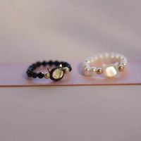 Cute Simple Style Cat Artificial Crystal Shell Unisex Rings main image 1