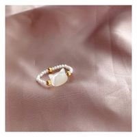 Cute Simple Style Cat Artificial Crystal Shell Unisex Rings sku image 1