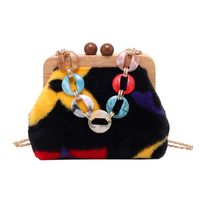 Women's Small Autumn&winter Plush Geometric Fashion Square Clamp Handbag sku image 1