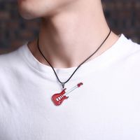 Simple Style Musical Instrument Stainless Steel Inlay Zircon Pendant Necklace 1 Piece main image 4