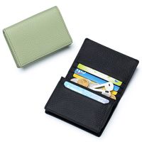 Unisex Solid Color Leather Flip Cover Card Holders main image 4