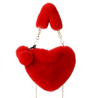 Women's Medium Winter Plush Solid Color Cute Fluff Ball Heart-shaped Zipper Handbag main image 5