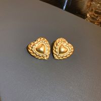 Fashion Heart Shape Copper Plating Inlay Artificial Gemstones Drop Earrings 1 Pair sku image 1
