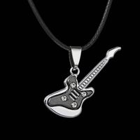 Simple Style Musical Instrument Stainless Steel Inlay Zircon Pendant Necklace 1 Piece sku image 4