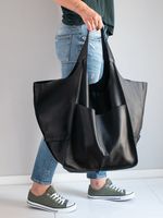 Women's Large Autumn&winter Pu Leather Solid Color Vintage Style Bucket Open Tote Bag main image 2