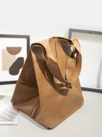 Women's Large Autumn&winter Pu Leather Solid Color Vintage Style Bucket Open Tote Bag sku image 7
