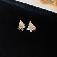 Retro Snowflake Copper Inlay Zircon Earrings 1 Pair sku image 6