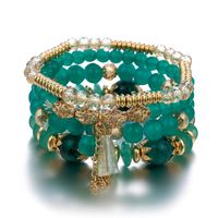 Retro Geometric Color Block Beaded Alloy Glass Tassel Women's Bracelets sku image 1