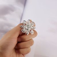 Fashion Snowflake Alloy Hollow Out Inlay Rhinestones Women's Brooches 1 Piece main image 4