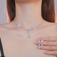 Collar De Diamantes De Imitación Con Incrustaciones De Metal De Cristal Artificial De Gotas De Agua A La Moda, 1 Conjunto sku image 1