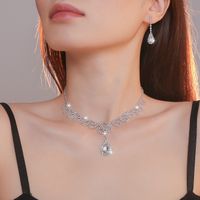 Collar De Diamantes De Imitación Con Incrustaciones De Metal De Cristal Artificial De Gotas De Agua A La Moda, 1 Conjunto sku image 3