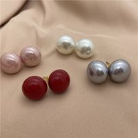 Mode Runde Imitation Perle Stoving Lack Inlay Pearl Damen Ohr Stecker 1 Paar main image 5