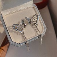 Fashion Butterfly Alloy Tassel Plating Inlay Rhinestones Women's Drop Earrings 1 Pair main image 4