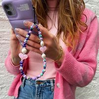 Stringting Pu Caiying Same Style Ins Style Special-shaped Imitation Pearl Love Handmade Beaded Anti-lost Mobile Phone Charm Women main image 1
