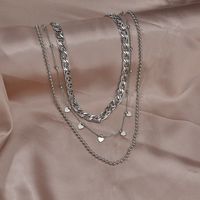 Stainless Steel Fashion Layered Heart Shape Necklace main image 8