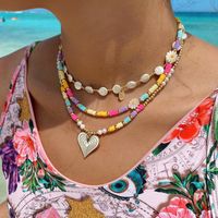 Fashion Heart Shape Natural Freshwater Pearl Soft Clay Beaded Women's Pendant Necklace main image 6