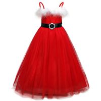 Christmas Princess Color Block Patchwork Cotton Blend Polyester Girls Dresses sku image 3