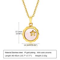 Fashion Round Star Stainless Steel Inlay Shell Zircon Pendant Necklace main image 5