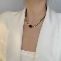 Wholesale Fashion Square Titanium Steel Inlay Artificial Gemstones Rings Bracelets Necklace main image 5