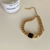 Wholesale Fashion Square Titanium Steel Inlay Artificial Gemstones Rings Bracelets Necklace sku image 7