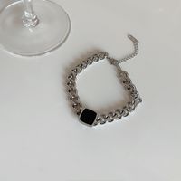 Wholesale Fashion Square Titanium Steel Inlay Artificial Gemstones Rings Bracelets Necklace sku image 5
