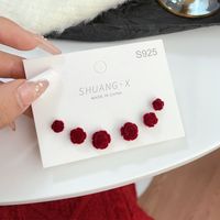 Sweet Flower Flocking Women's Ear Studs 3 Pairs sku image 1