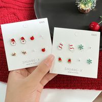 Fashion Bell Elk Alloy Plating Christmas Women's Ear Studs 4 Pairs main image 1