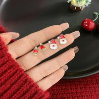 Fashion Bell Elk Alloy Plating Christmas Women's Ear Studs 4 Pairs main image 5